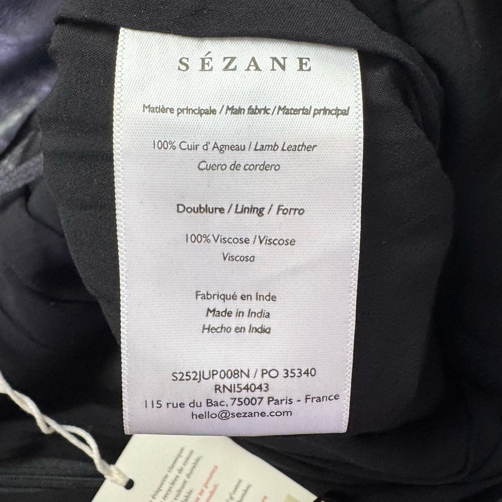NEW Sezane Yasmine Lamb Leather Skirt in Black Size 8 - Picture 10 of 11